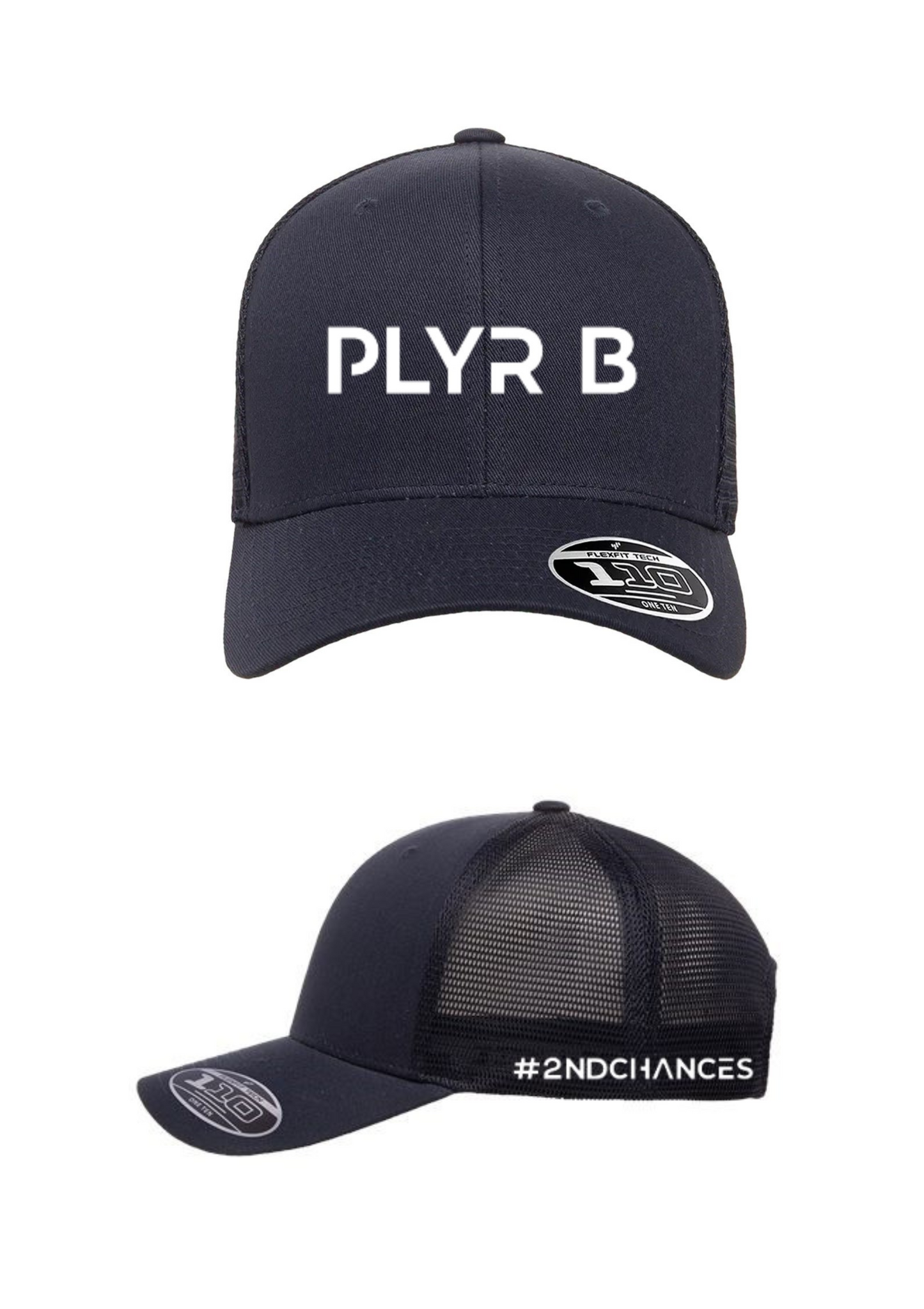 PLYR B FLEXFIT 110M Mesh Cap White on Navy